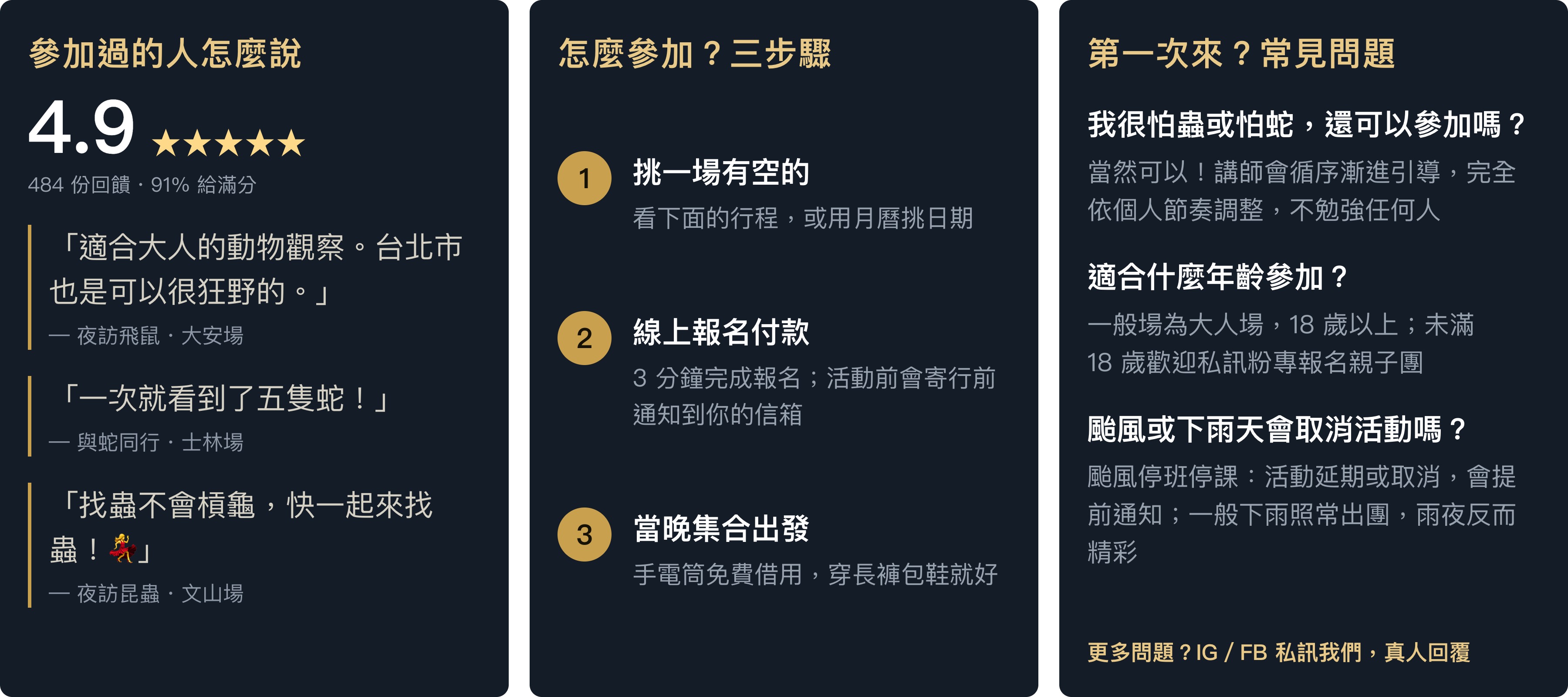 參加過的人怎麼說 4.9 分・怎麼參加三步驟・常見問題